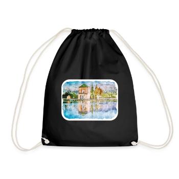 Marrakech Maroc Aquarelle Esquisse Dessinée Paintin - Sac de sport léger - noir - Devant