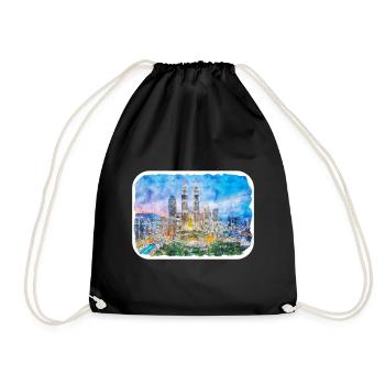 Malaisie Aquarelle Esquisse Dessinée à la Main Illustration - Sac de sport léger - noir - Devant