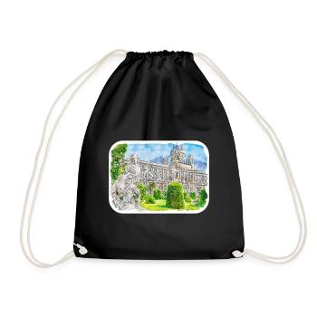 Autriche Aquarelle Esquisse Dessinée à la main Illustration - Sac de sport léger - noir - Devant