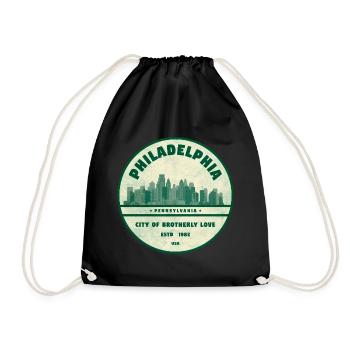 Philadelphia Skyline Vintage Badge - Drawstring Bag - black - Front