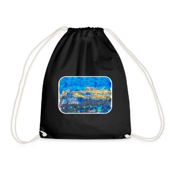 Athènes, grèce, aquarelle, croquis, illustration - Sac de sport léger - noir - Devant