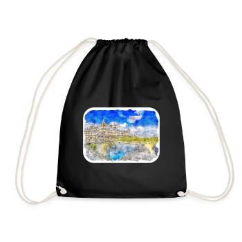Madrid Espagne Aquarelle Esquisse Peinture Dessin - Sac de sport léger - noir - Devant
