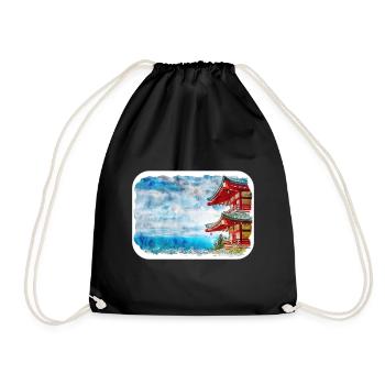 Japon aquarelle croquis dessinés à la main Illustration - Sac de sport léger - noir - Devant