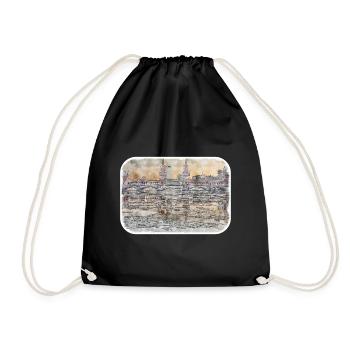 Berlin Allemagne Aquarelle Croquis Dessiné Peinture - Sac de sport léger - noir - Devant