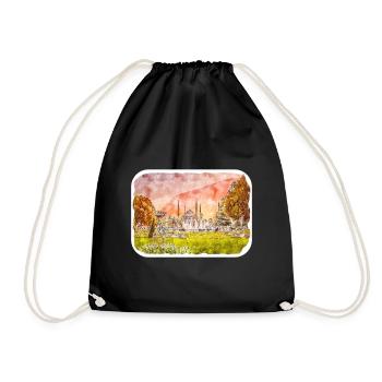 Croquis aquarelle de Turquie Illustration dessinée à la main - Sac de sport léger - noir - Devant
