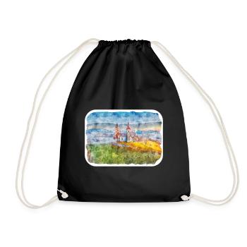 Illustration de l’esquisse à l’aquarelle de Slovénie - Sac de sport léger - noir - Devant