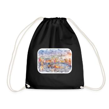 Moscou Russie Aquarelle Esquisse Dessinée Peinture - Sac de sport léger - noir - Devant