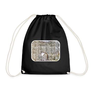 Tallinn Estonia Watercolor Sketch Illustration - Drawstring Bag - black - Front