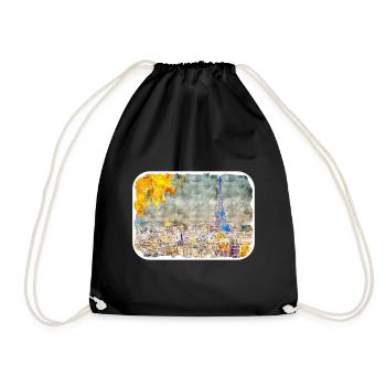 France croquis aquarelle illustration dessinée à la main - Sac de sport léger - noir - Devant