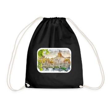 Rom Italien Aquarell Skizze Handgezeichnetes Gemälde - Turnbeutel - Schwarz - Vorne