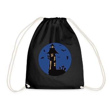 Halloween Haunted House - Drawstring Bag - black - Front