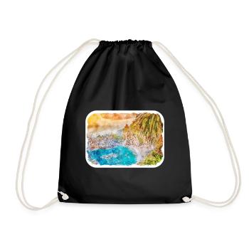 California Usa Watercolor Sketch Illustration - Drawstring Bag - black - Front