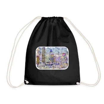Londres UK Aquarelle Esquisse Dessinée à la Main Peinture - Sac de sport léger - noir - Devant