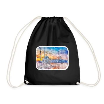 Dinde Aquarelle Esquisse Dessinée à la main Illustration - Sac de sport léger - noir - Devant