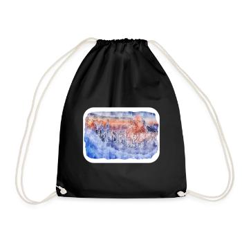 Slovakia Landmark Watercolor Sketch Illustration - Drawstring Bag - black - Front