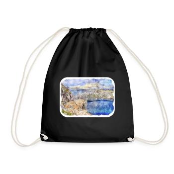 Norvège Aquarelle Esquisse Dessinée à la main Illustration - Sac de sport léger - noir - Devant