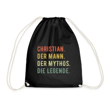 Christian Vorname Der Mann Der Mythos Die Legende - Turnbeutel - Schwarz - Vorne