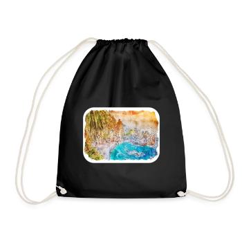 California Usa Watercolor Sketch Illustration - Drawstring Bag - black - Front