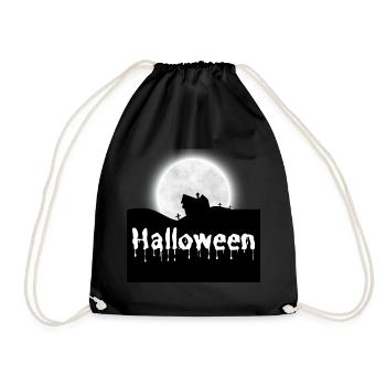 Halloween Creepy Cemetery Moon Witch Vampire - Drawstring Bag - black - Front