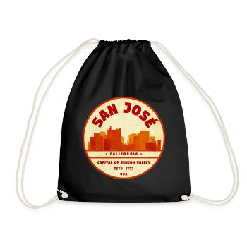 San Jose Retro City Badge California - Drawstring Bag - black - Front