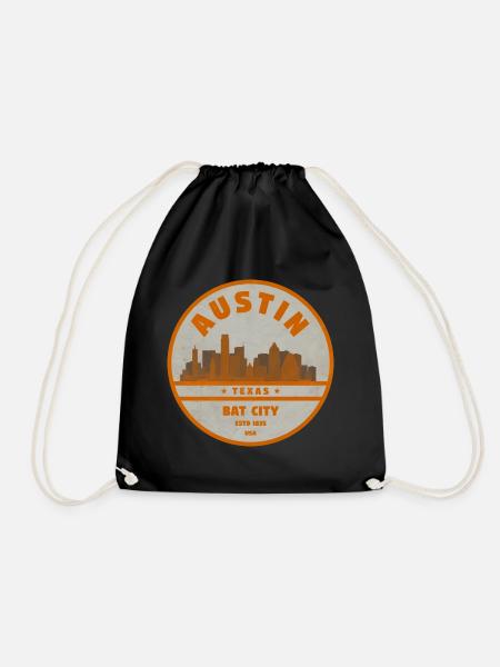 Austin Bat City Skyline Retro - Turnbeutel - Schwarz