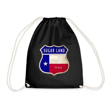 Sugar Land Texas Crest Flag Design - Drawstring Bag - black - Front
