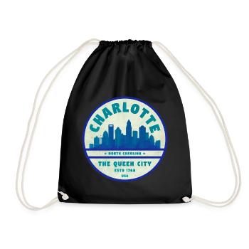 Charlotte Skyline Queen City - Turnbeutel - Schwarz - Vorne