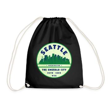 Emerald City Seattle Vintage Badge - Turnbeutel - Schwarz - Vorne