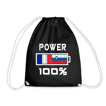 Slovenia and France Power 100% - Drawstring Bag - black - Front