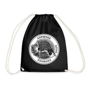 Asian Arowana Tattoo Style Monster Fish Keeper - Drawstring Bag - black - Front