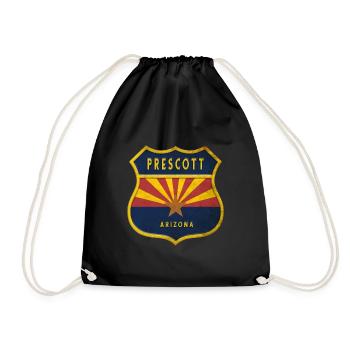 Prescott Arizona flag crest design - Drawstring Bag - black - Front