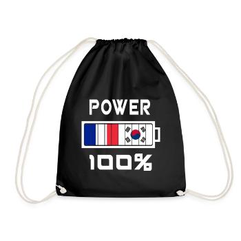 Südkorea und Frankreich Power 100% - Turnbeutel - Schwarz - Vorne