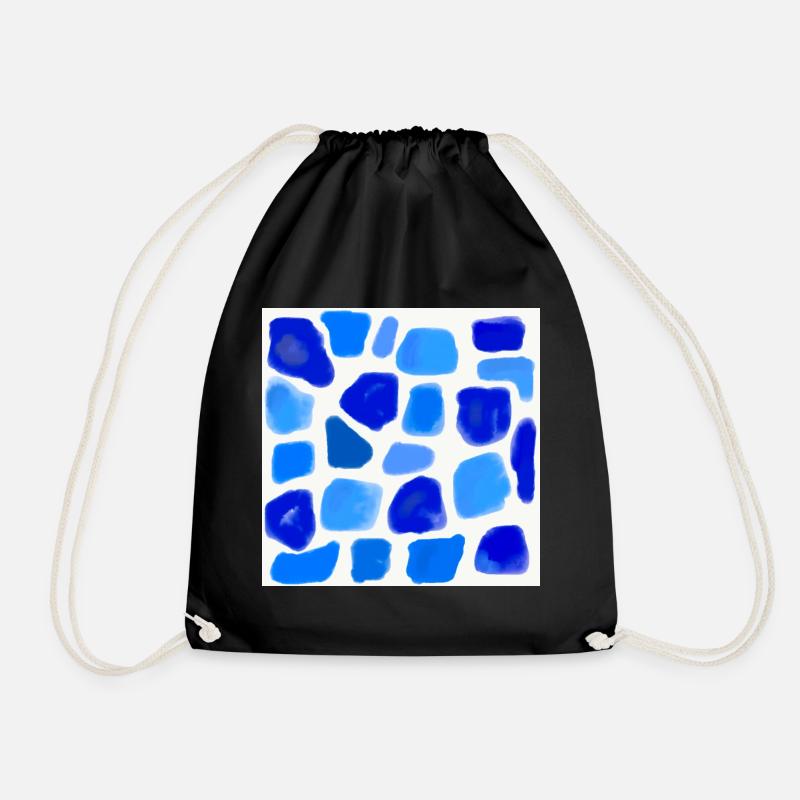 BlueWatercolor –Blue Sea - mosaic stones - Drawstring Bag - black