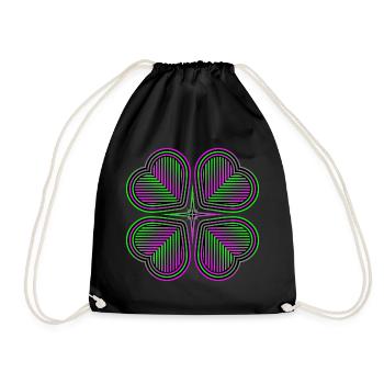 Four-leaf clover of hearts - 2 - Drawstring Bag - black - Front