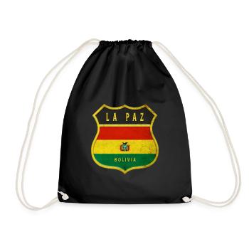 La Paz Bolivia coat of arms design - Drawstring Bag - black - Front