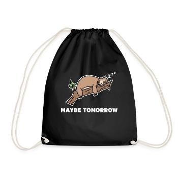 Lazy Sleep Animal Mammal Statement Sloth - Drawstring Bag - black - Front