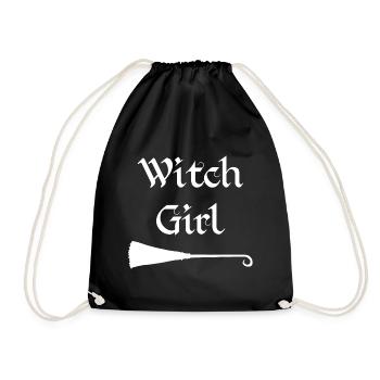 sprüche, Hexenbesen, Halloween Outfit, Tochter - Turnbeutel - Schwarz - Vorne