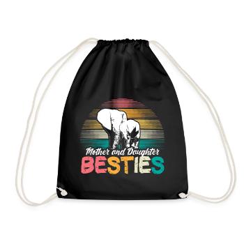 Mother and daughter Mother's Day Love Gift - Drawstring Bag - black - Front