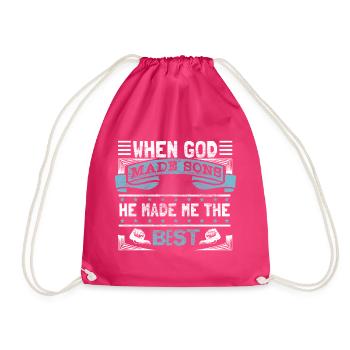 Best Son Father Gift - Drawstring Bag - fuchsia - Front