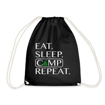 EAT SLEEP CAMP REPEAT - Turnbeutel - Schwarz - Vorne