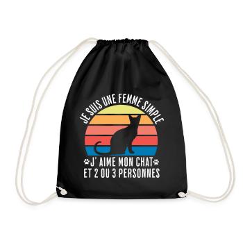 Chat j'aime mon chat humour femme cadeau chat - Sac de sport léger - noir - Devant