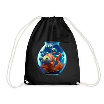 Goldfish in a fishbowl - Drawstring Bag - black - Front