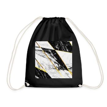 Marmor Schwarz Weiß Gold Mosaik Geometrisch - Turnbeutel - Schwarz - Vorne
