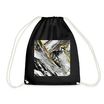 Marble Black Gold Natural Stone - Drawstring Bag - black - Front