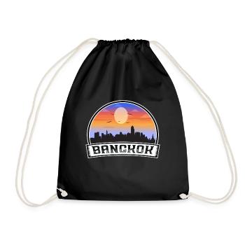 Bangkok Thailand Skyline Vintage Sunset Travel Sou - Drawstring Bag - black - Front