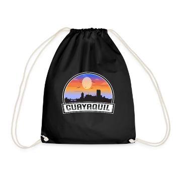 Guayaquil Equador Skyline Vintage Sunset Travel So - Turnbeutel - Schwarz - Vorne