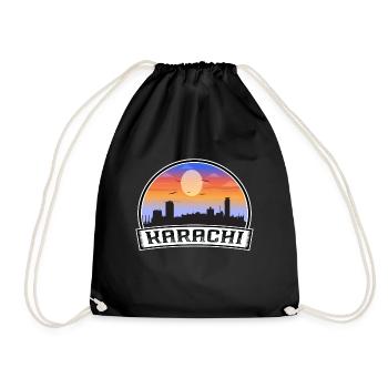 Karachi Pakistan Skyline Vintage Sunset Travel Sou - Sac de sport léger - noir - Devant