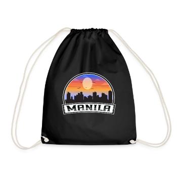 Manila Philippinen Skyline Vintage Sunset Travel S - Turnbeutel - Schwarz - Vorne