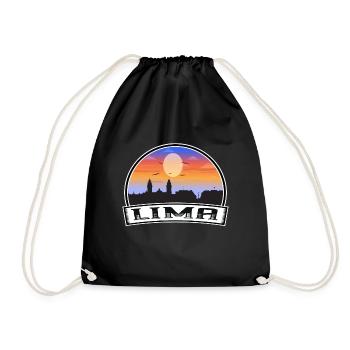 Lima Peru Skyline Vintage Sonnenuntergang Reise Souvenir - Turnbeutel - Schwarz - Vorne