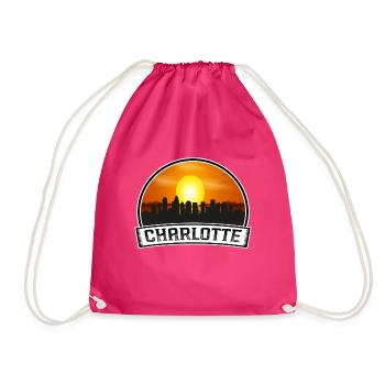 Charlotte North Carolina Usa Skyline Vintage Sunse - Drawstring Bag - fuchsia - Front